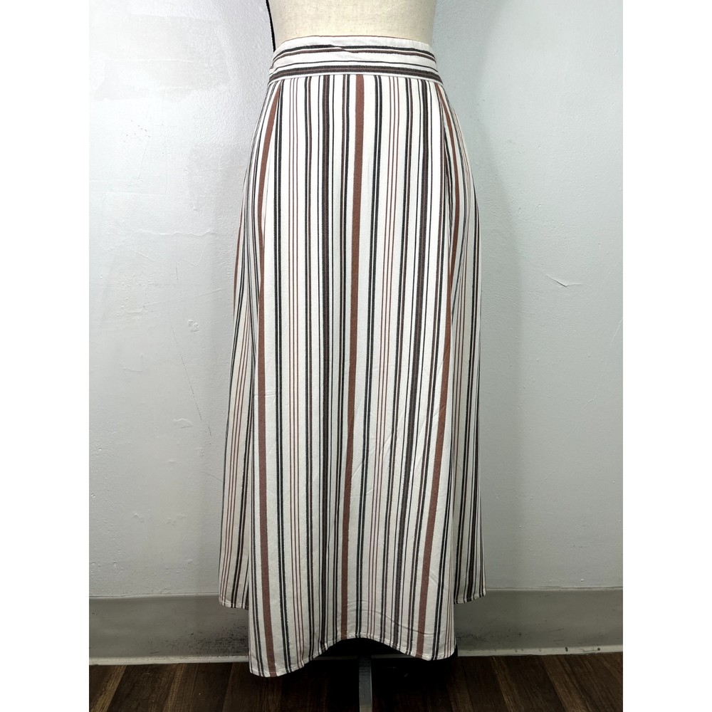 LOFT WOMEN'S STRIPES MODEST ELEGANT LONG MIDI SKIRT SZ 6